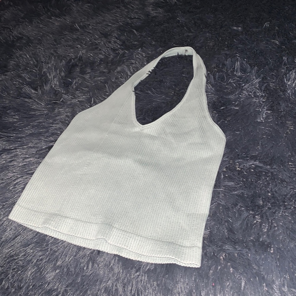 Pastel green cropped halter top size medium!